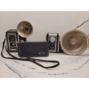Vintage Kodak Cameras Lot Of 3 Film Cameras‎ Duaflex Six-20 Untested AS IS